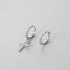Asymmetrical Earrings with Crystal Cross Design (Women)