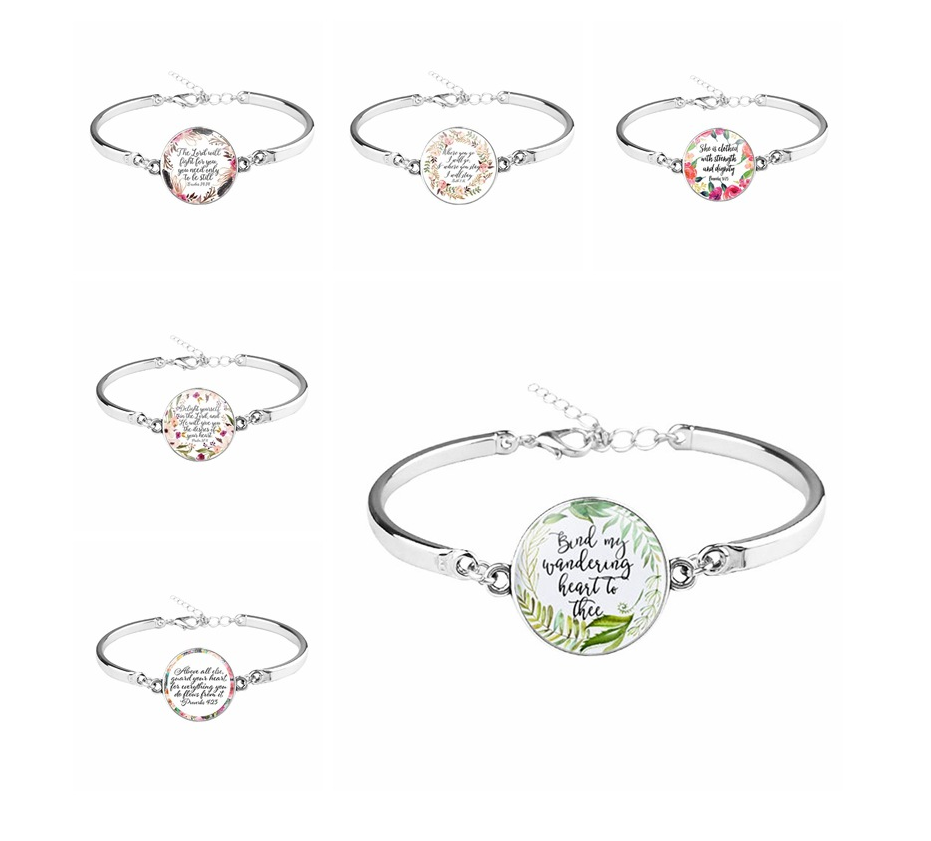 Patterned Bible Bracelet with Gemstones and Chain