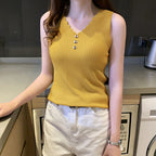Korean Casual V-Neck Slim Fit Women's Tank Top