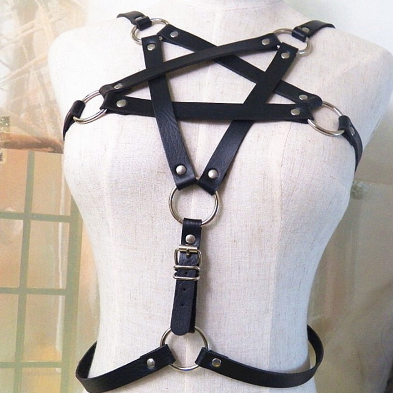 PU Leather Star Punk Bralette and Accessories Set