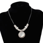 Fashionable Cat's Eye Stone Necklace with Leather Cord