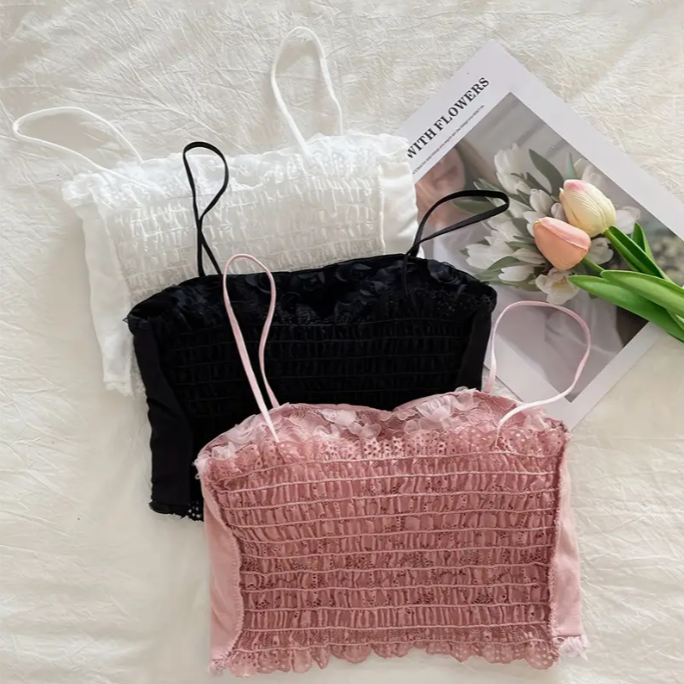 3D Rose Lace Camisole Crop Top
