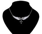 Angel Wings Pendant and Sweater Necklace with Gems