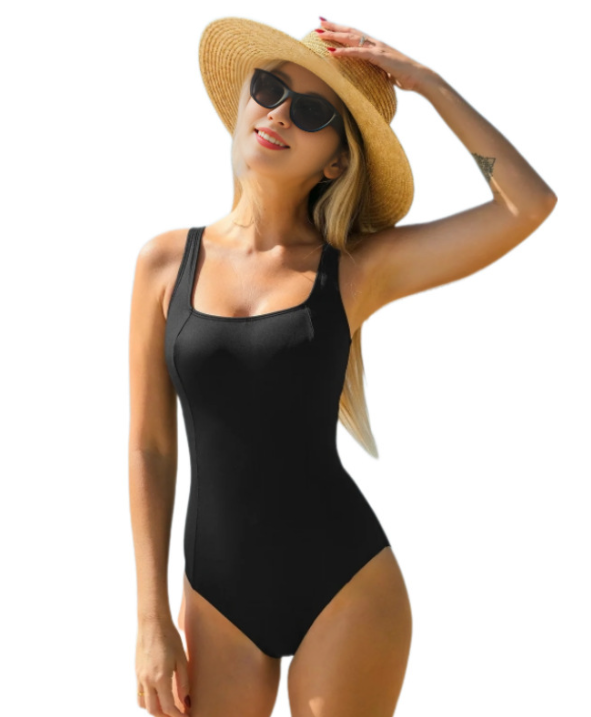 Black Sporty One-Piece Swimsuit