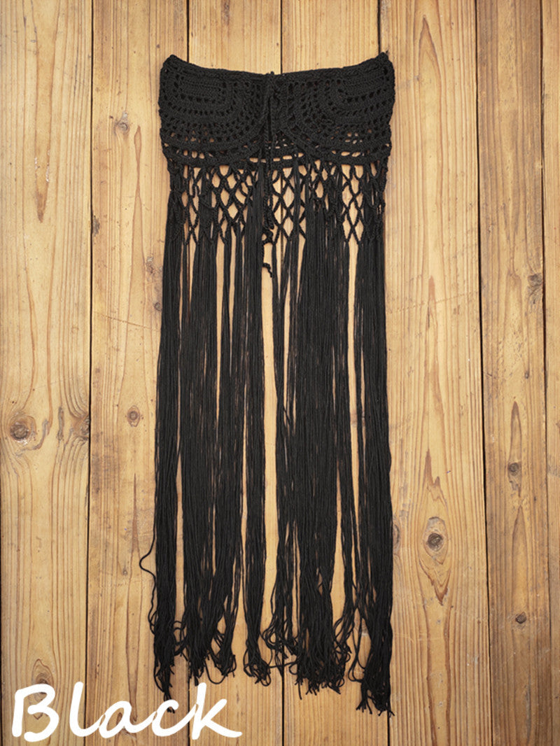 Hand-Crocheted Fringe Beach Cover-Up Skirt