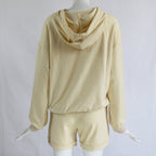 Women's Casual Long Sleeve Hoodie and Shorts Set