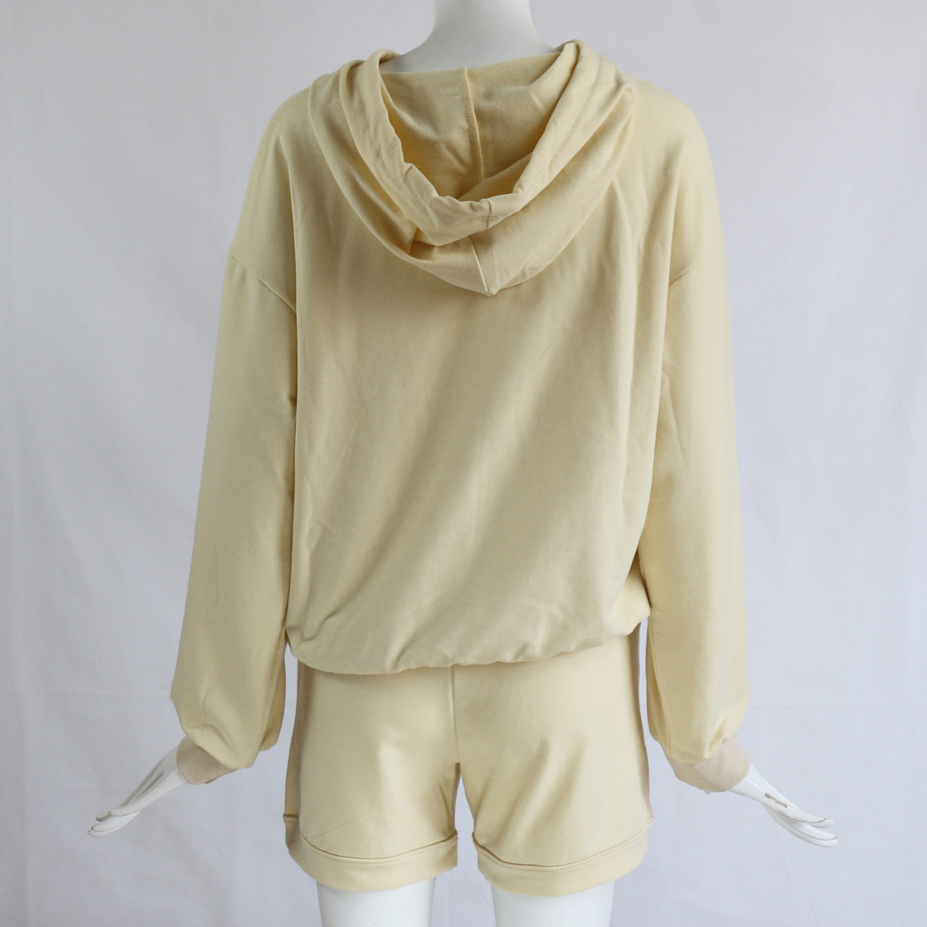 Women's Casual Long Sleeve Hoodie and Shorts Set