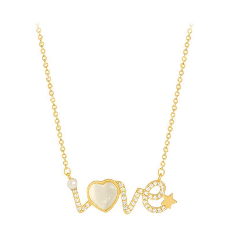 Cat's Eye Stone Necklace with LOVE Pendant (2020 Style)