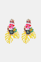Leaf & Flower Shape Zinc Alloy Dangle Earrings