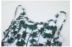 Palm Tree Print Backless One-Piece Swimsuit
