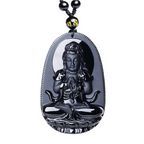 Obsidian Birthstone Buddha with Eight Guardian Gods | Jewelry