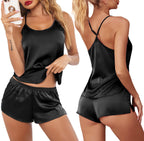 Summer Women's Satin Silk Pajama Set with Shorts