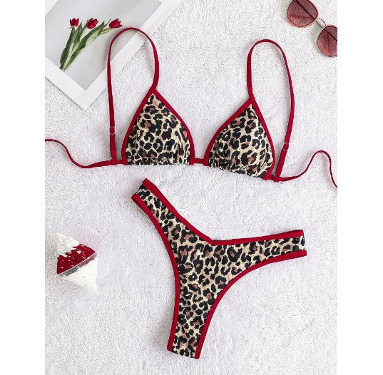 Gingham Floral Triangle Bikini Set