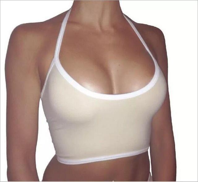 Solid Halter Neck Crop Tank Top