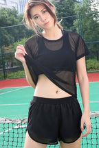 Sheer Mesh Crop Top Cover-Up