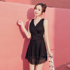 Pleated Skirted One-Piece Swimdress