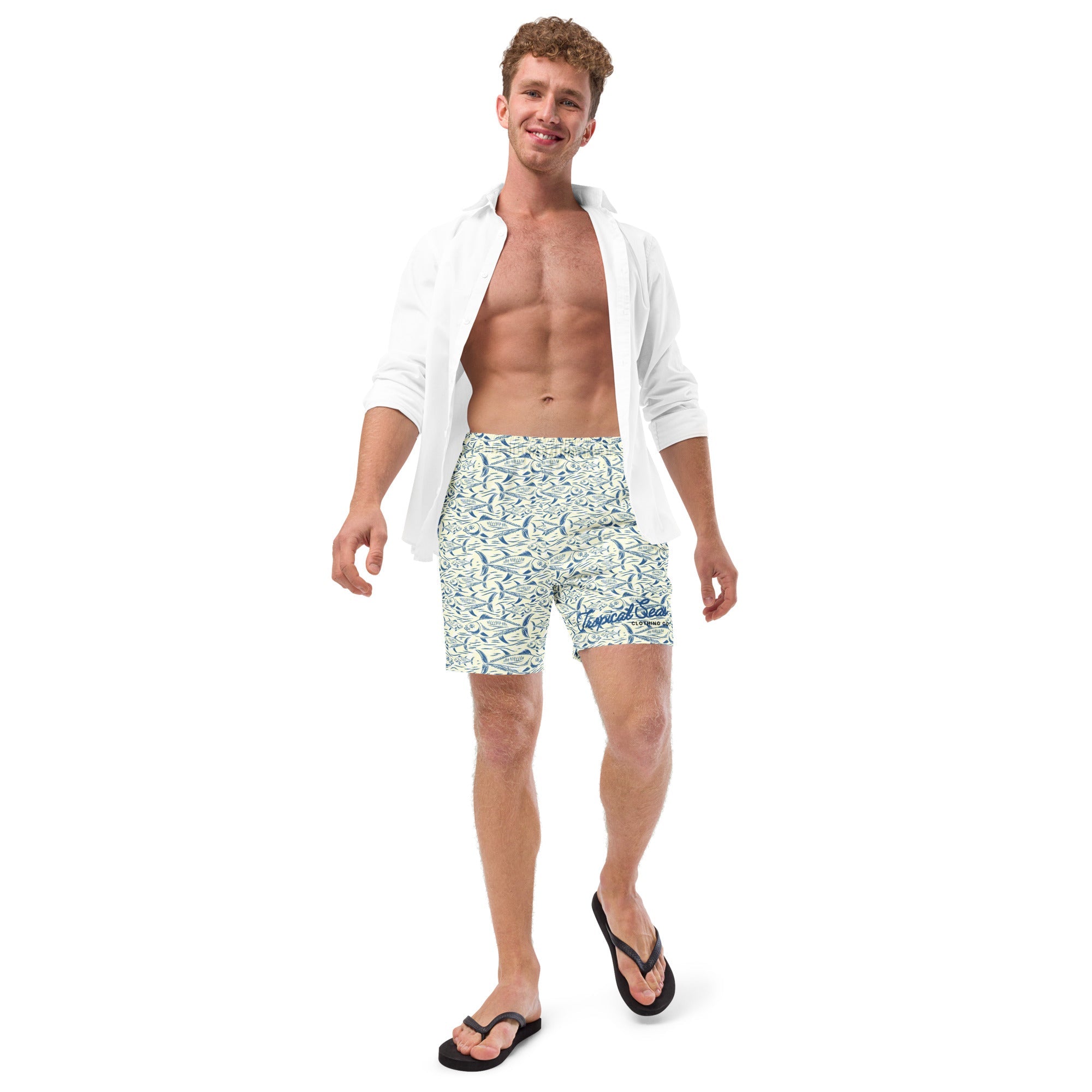 Men's Fish Print Swim Trunks