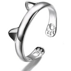 14K White Gold Plated Cat Ring | Jewelry