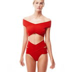 Women's Off-Shoulder Wrap Cutout One-Piece Swimsuit