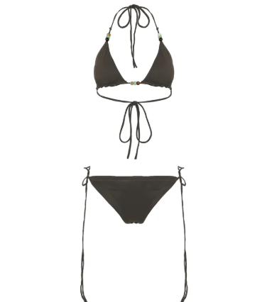 Women's Brown Polka Dot Ruffle Skirt Bikini Set