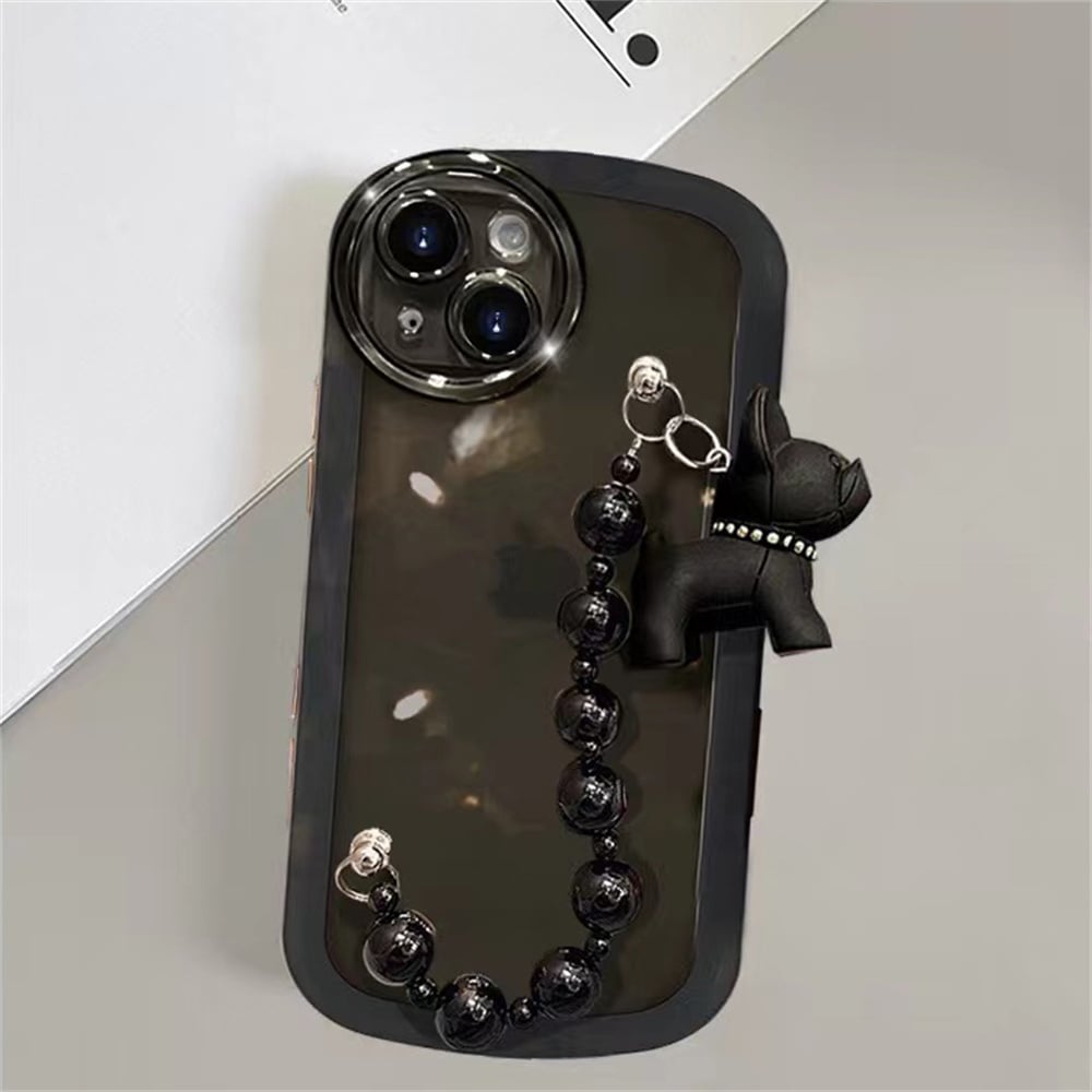 Transparent Black Dog Bracelet Phone Case