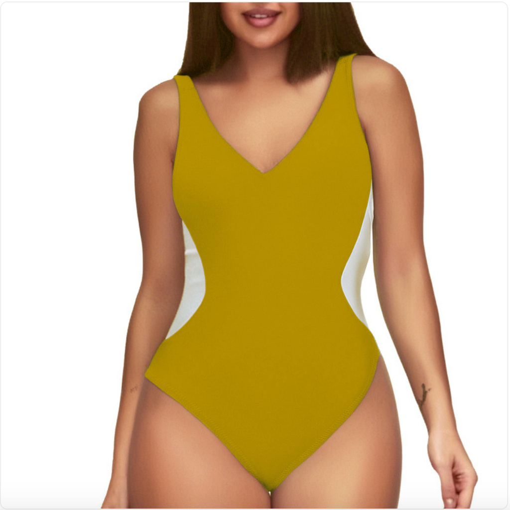 Deep V Colorblock One-Piece Swimsuit