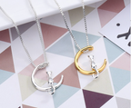 Moon Cat Pendant Necklace with Minimalist Design (One Piece)