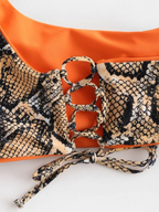 Snake Print One-Shoulder Bikini Set