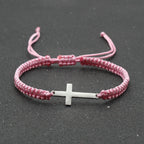 Adjustable Red Rope Bracelet with Stainless Steel Cross