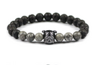 Volcanic Rock Bracelet with Dog Head and Map Stone