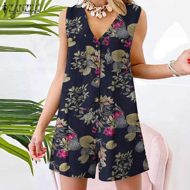 Muslim Women's Summer Hawaiian Jumpsuit and Shorts