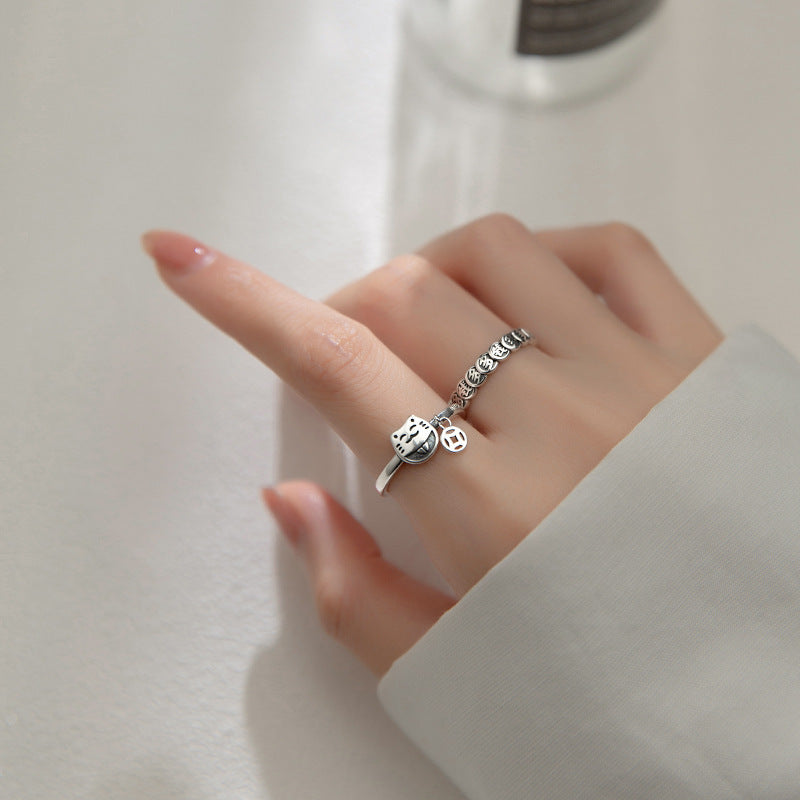 Personalized Lucky Cat Ring for Women