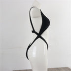 Womens Solid High-Cut One-Piece Swimsuit
