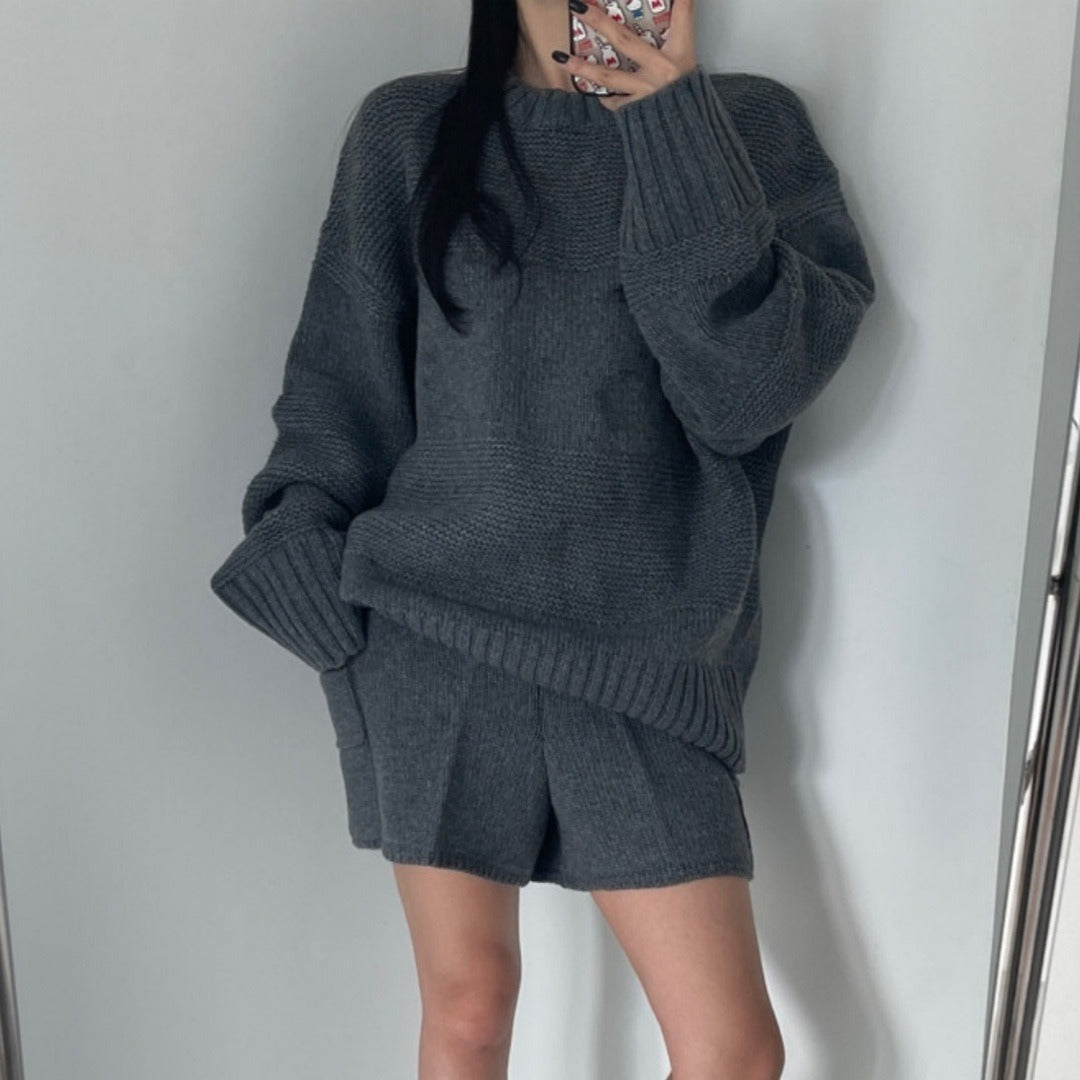 Women's Knit Sweater & High Waist Shorts Set