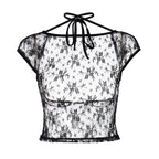 Trendy Lace Backless Crop Top for Women