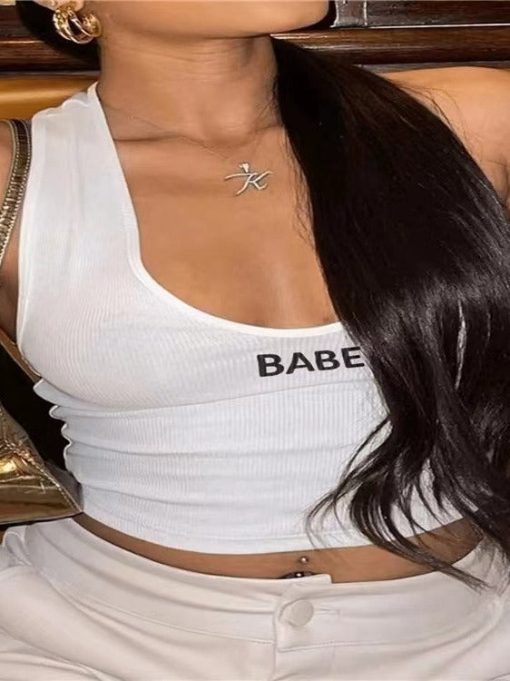 Letter Print Crop Top Tank for Women