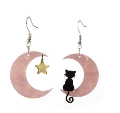 Cat and Moon Star Earrings for Girls - Wholesale Fashion