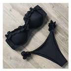 Ruffle Trim Bandeau Push-Up Bikini Set