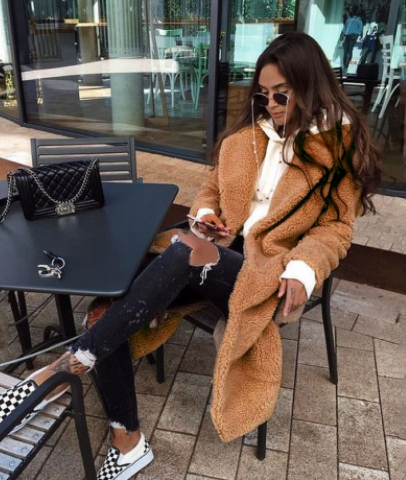 Women's Padded Lamb Wool Teddy Suit Coat