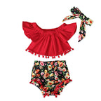 Summer Girls' Short Sleeve Top & Floral Shorts Set