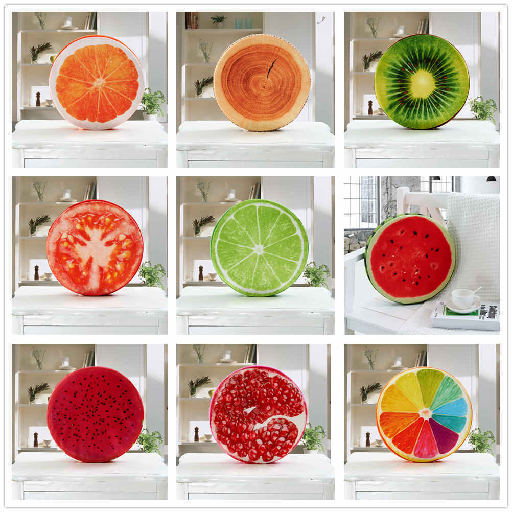 3D Printed Round Fruit Cushion - Decorative Throw Pillow