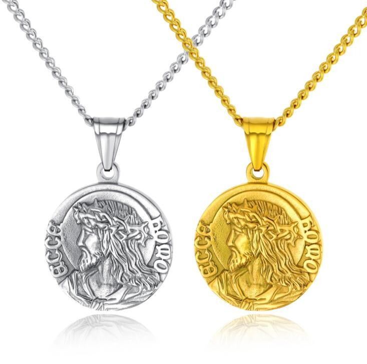 Titanium Steel Jesus Pendant Necklace