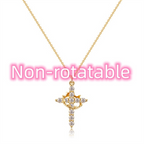 Zircon Cross Crown Pendant Necklace