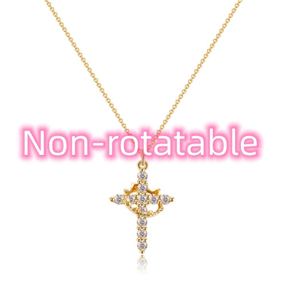 Zircon Cross Crown Pendant Necklace