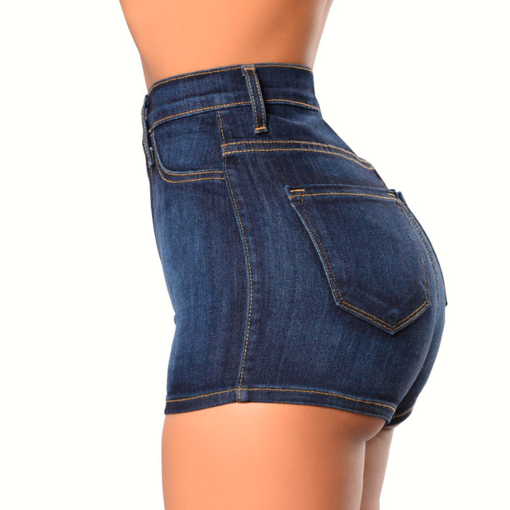 Women's Blue Slim Fit Denim Shorts for Beach & Events