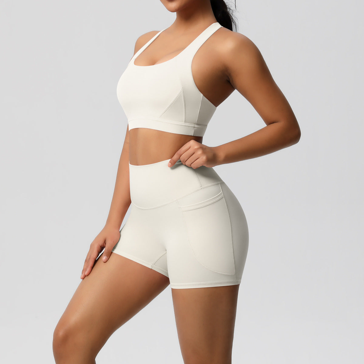 Women's Solid Color Yoga Vest & Shorts Set