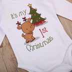 Christmas Reindeer Baby Bodysuit with Print