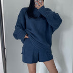 Women's Knit Sweater & High Waist Shorts Set