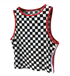 Vintage Chic Sleeveless Knit Hip-Hop Plaid Crop Top