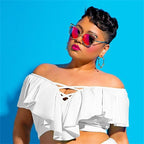 Plus Size Women's Geometric Ruffle High-Waist Bikini Set